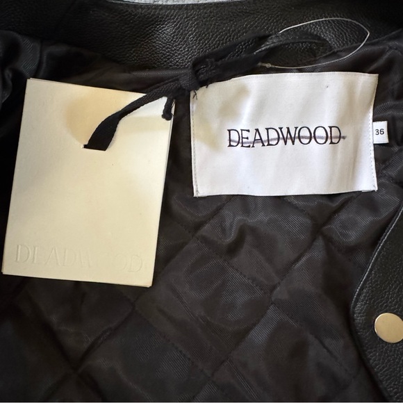 NWT Deadwood Canoo Oversized Leather Jacket Black Medium - Picture 9 of 17